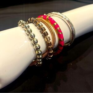 3 For $20! Various Bangle Bracelets Gold & Silver Toned Pink Bracelet Set of 6